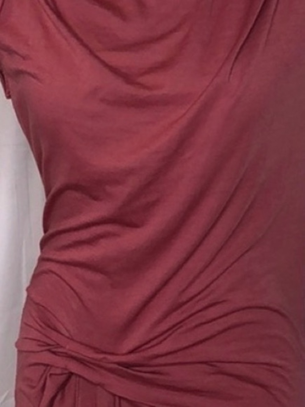 AllSaints Asymmetrical Twist-Knot in Dusty Red Rose Tavi Dreas - Picture 2 of 4